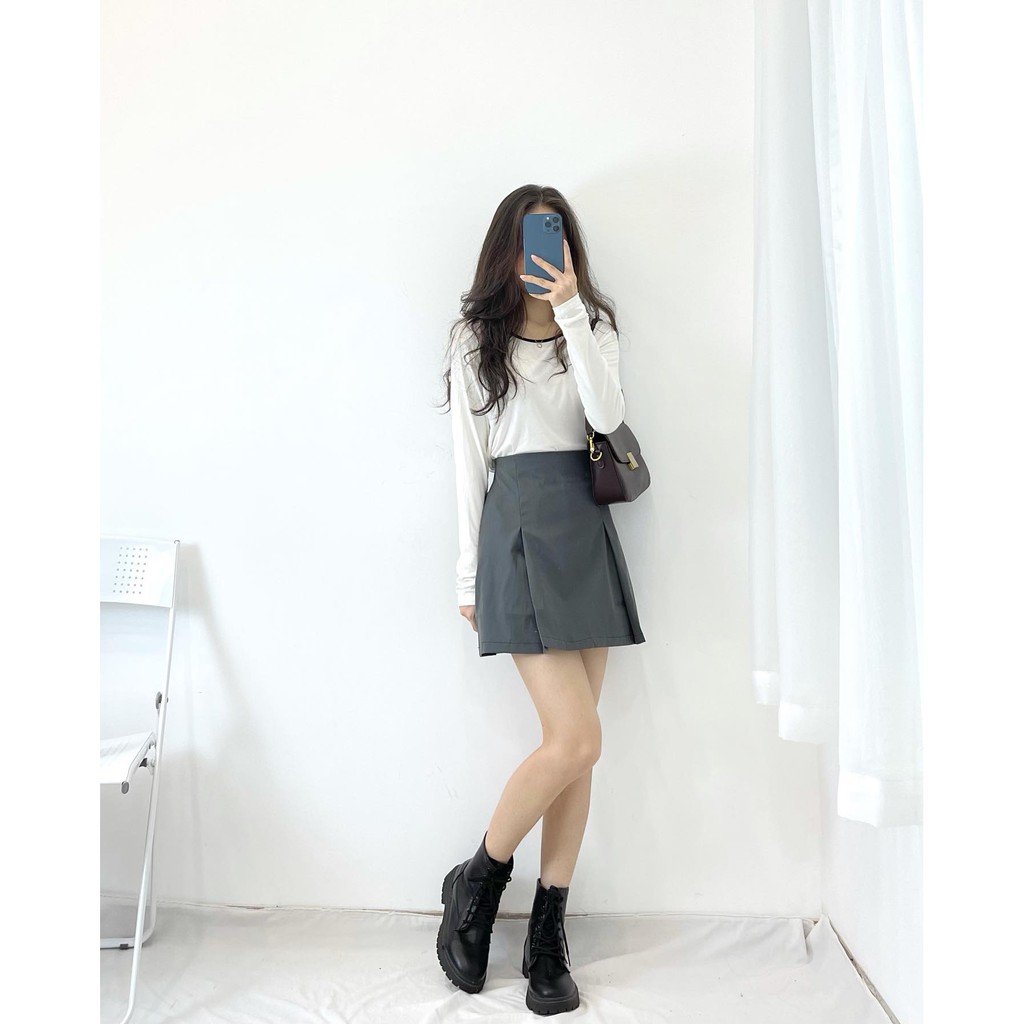 (FREESHIP) Chân váy chữ A xếp ly mới Miho house