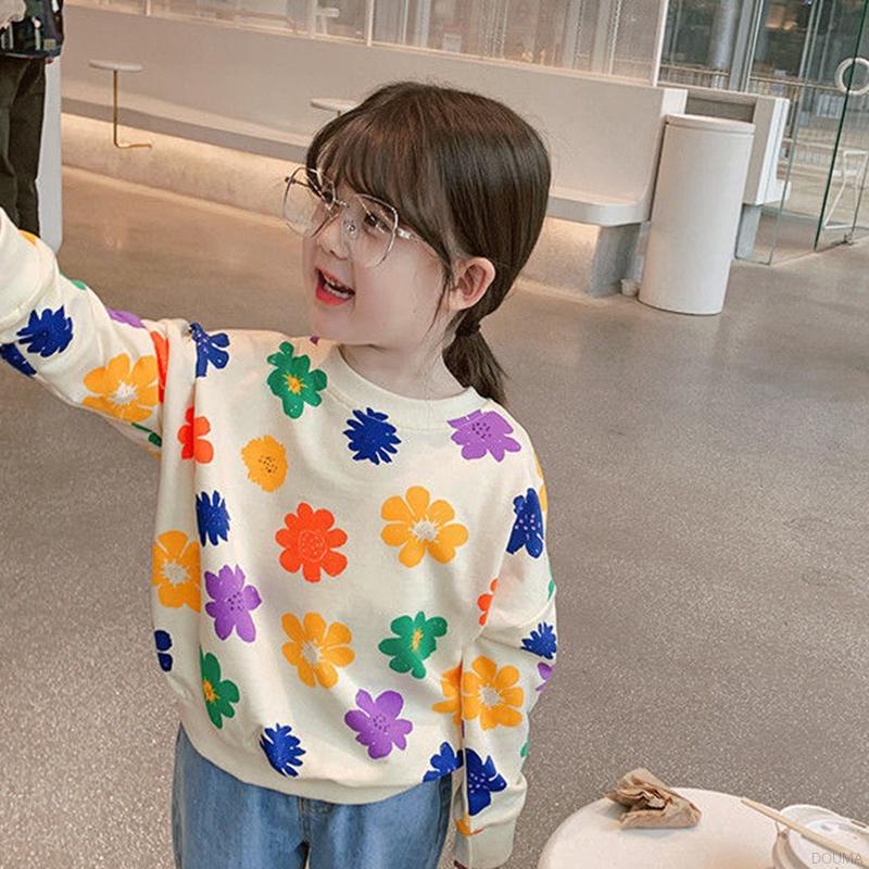 Áo Tay Dài Cổ Tròn Phong Cách Hàn Quốc Cho Bé Gái