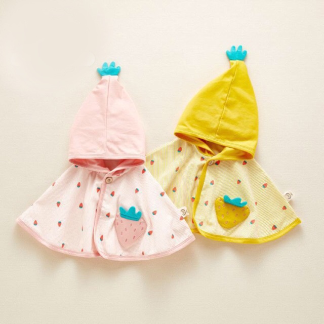 Áo choàng cánh dơi Dâu Vàng cho bé 9 - 16kg mẫu xinh xắn chất liệu cotton vải dày đẹp dễ thương