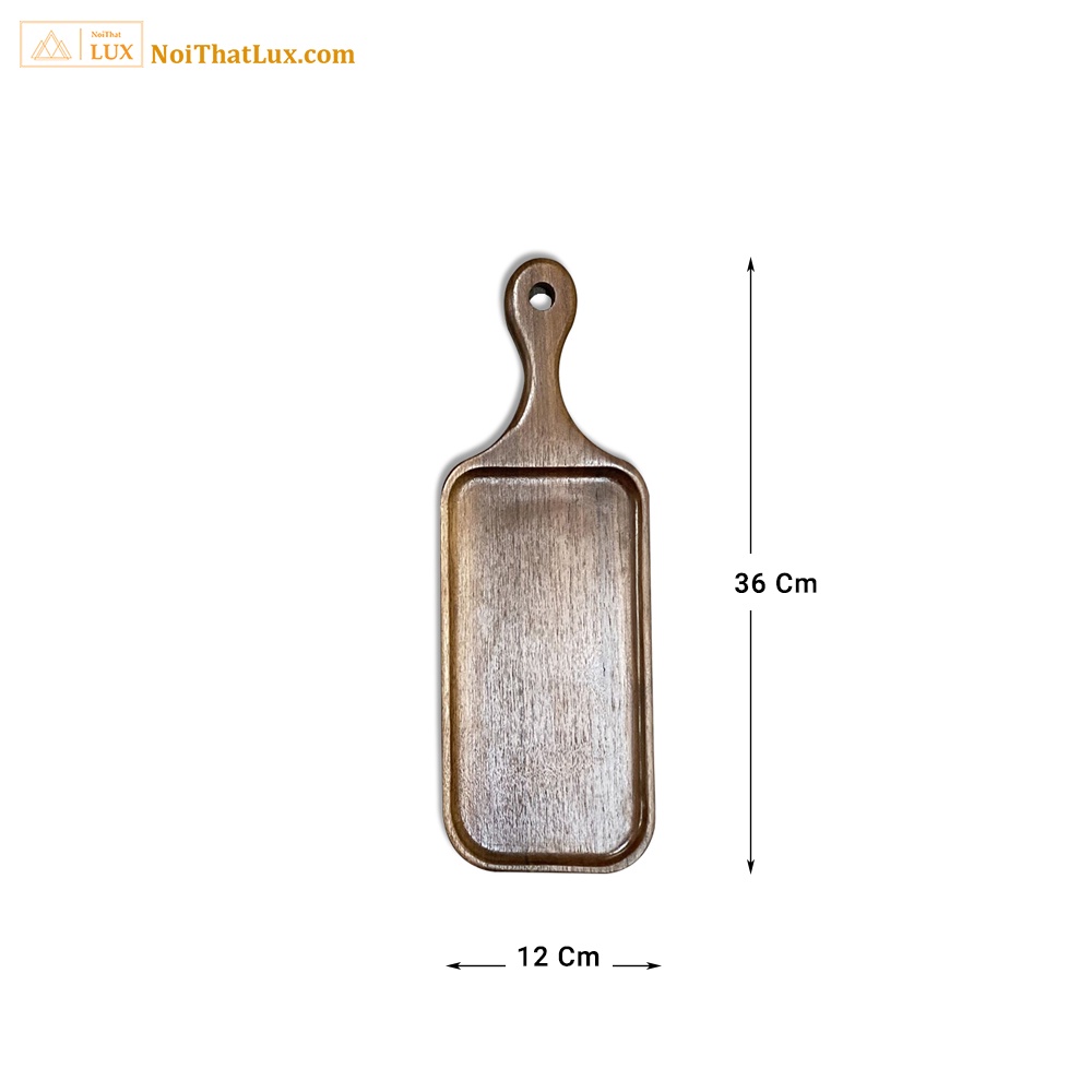 Khay gỗ chữ nhật có tay cầm, khay gỗ decor đưng đồ ăn, hoa quả NoithatLux