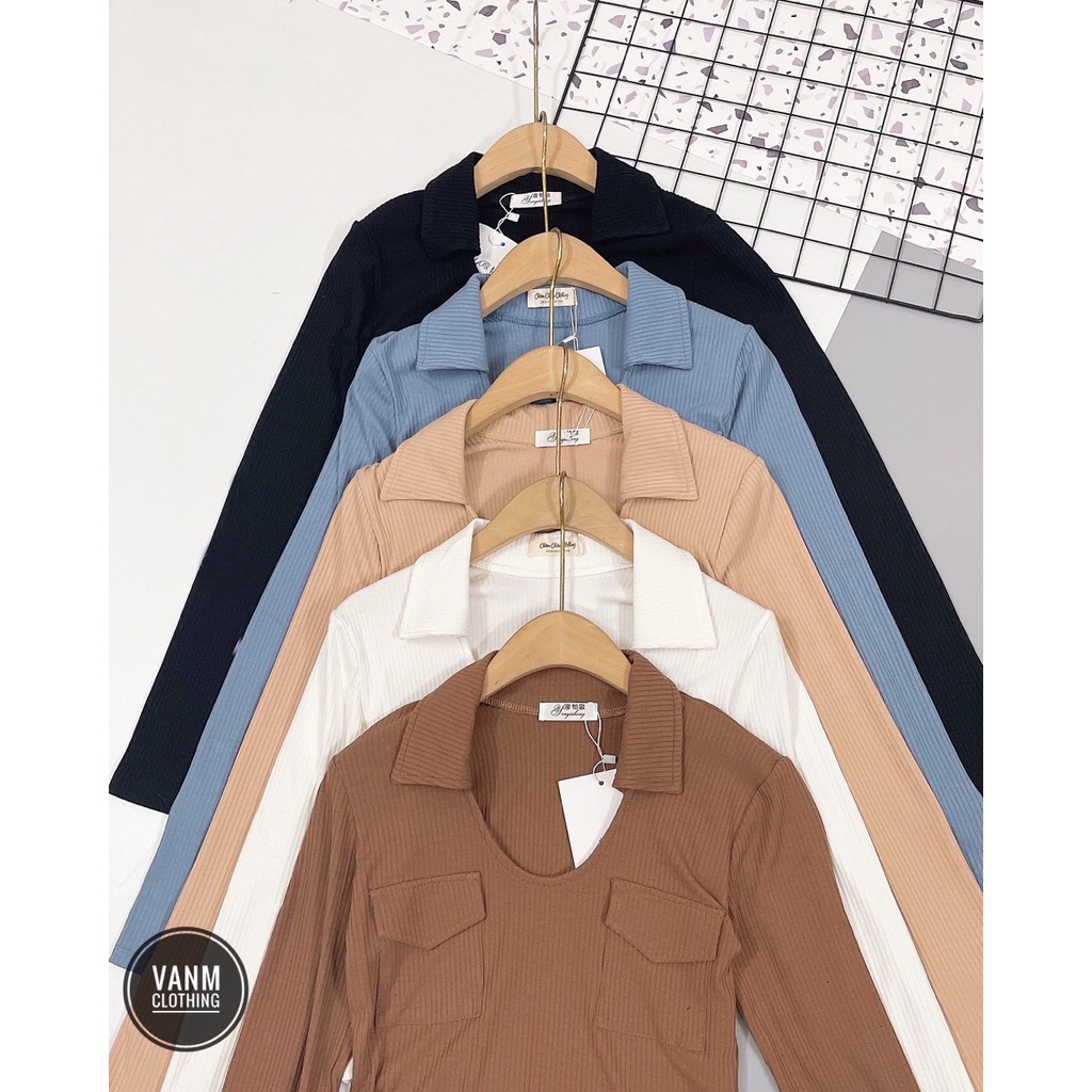 Áo tăm cổ đức 2 túi xịn xò chất siêu đẹp