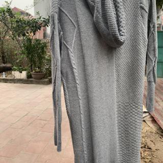 Áo Khoác Cardigan Dệt Kim Dáng Dài Có Mũ Trùm Đầu Thời Trang Nữ