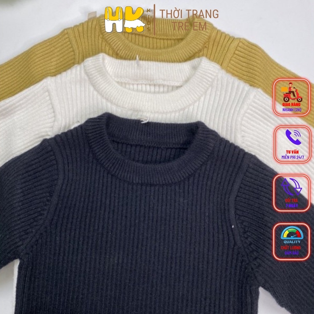 Áo len cho bé từ 2-8 tuổi, chất len cao cấp mềm mịn, màu sắc trơn đồng nhất cho các bé dễ phối đồ - HK KIDS (mã 0004)