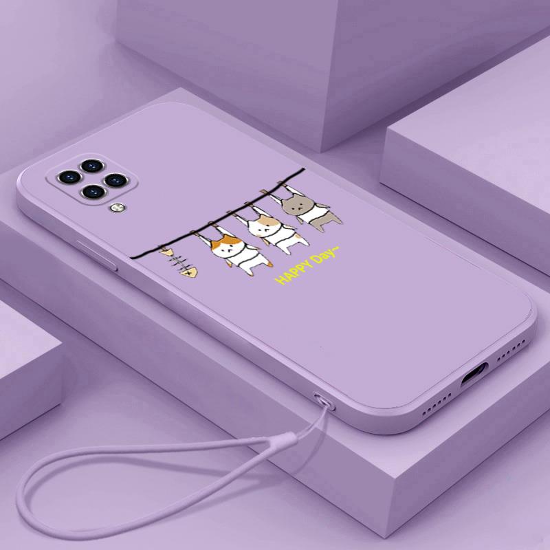 Ốp lưng samsung a12 samsung a22 4g Ốp Điện Thoại Silicon Mềm Mịn Thiết Kế Hình Mèo Cho samsung a12 samsung a22 4g LSMM01 viền vuông cute