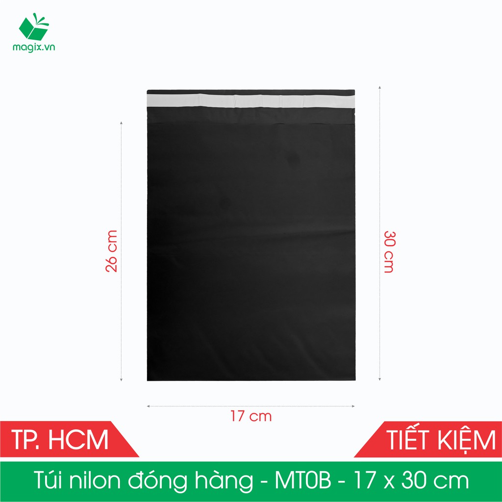 MT0B - 17x30 cm - Túi nilon TIẾT KIỆM gói hàng - 100 túi niêm phong đóng hàng màu ĐEN