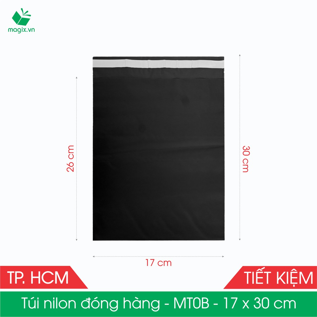 MT0B - 17x30 cm - Túi nilon TIẾT KIỆM gói hàng - 500 túi niêm phong đóng hàng màu ĐEN