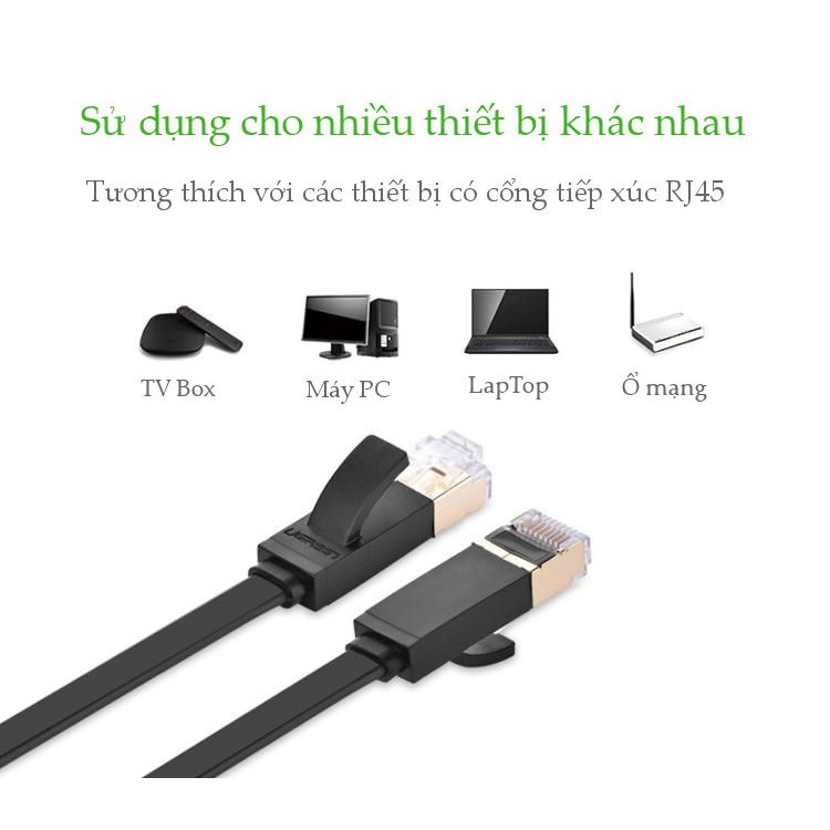 Cáp mạng 2 đầu đúc Cat 7 UTP Patch Cords dạng dẹt dài từ 0.5-10m UGREEN NW106 - Hàng Chính Hãng - Bảo Hành 18 Tháng