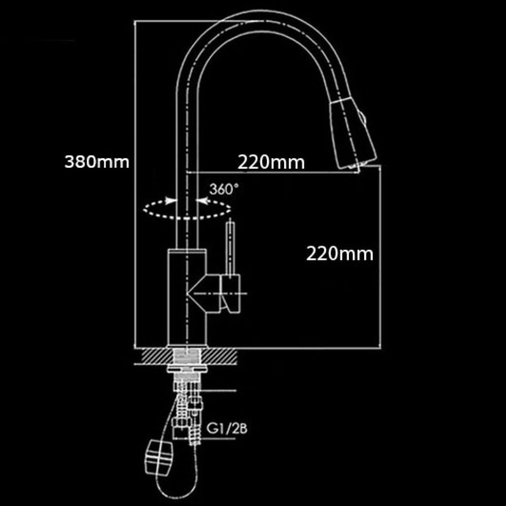 Vòi rửa bát dây rút tăng áp Inox Sus 304 xoay 360 độ cao cấp , gật gù nóng lạnh rửa chén chính hãng bảo hành 24 tháng