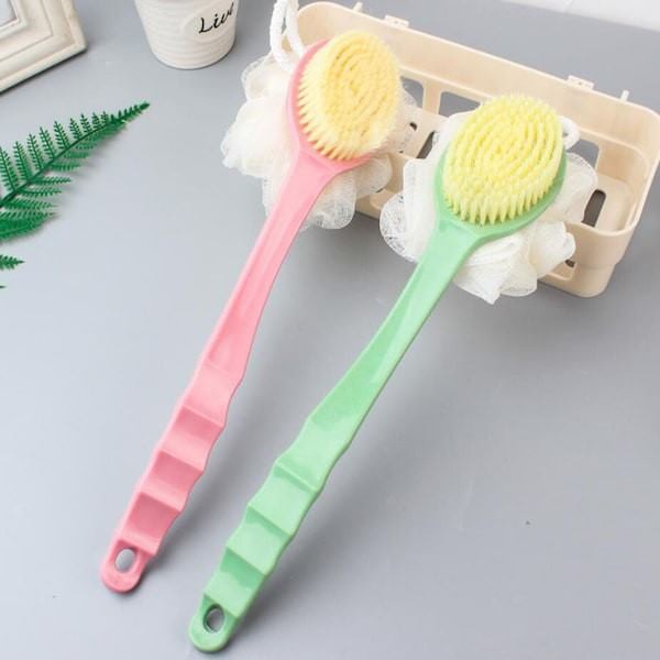 (Flash Sale) Cây chà lưng tắm 2in1 sợi cotton , cây tắm chà lưng tiện lợi kèm bông tắm - Amina