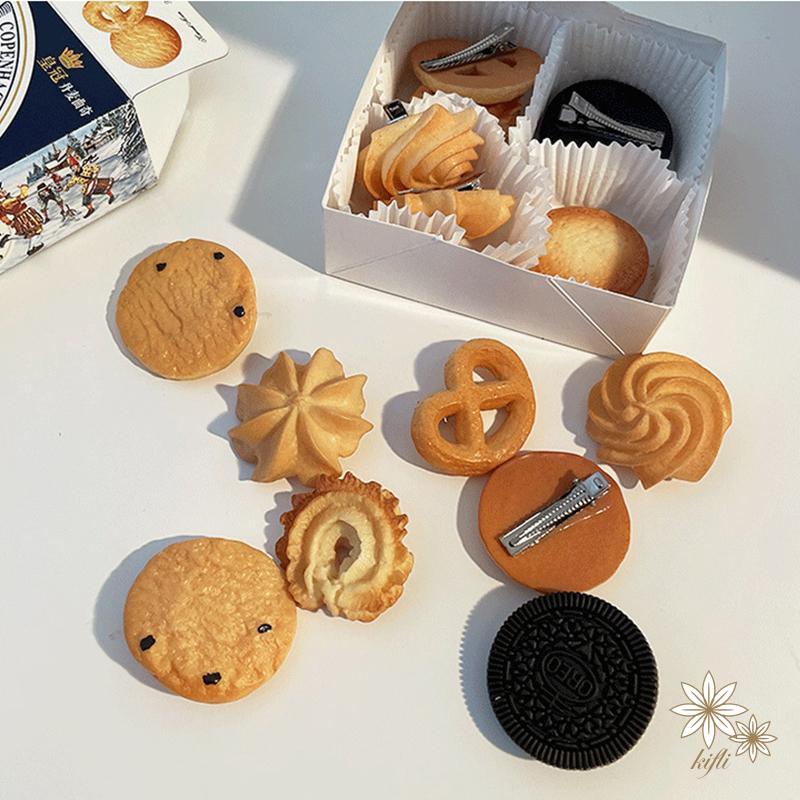 【Kifli】Kẹp Tóc Mái Hình Bánh Quy / Oreo Vui Nhộn Cho Nữ