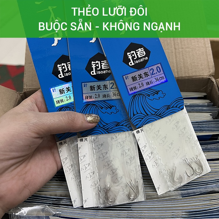 Thẻo lưỡi đôi buộc sẵn (không ngạnh) câu đài chuyên câu chép, rô, diếc