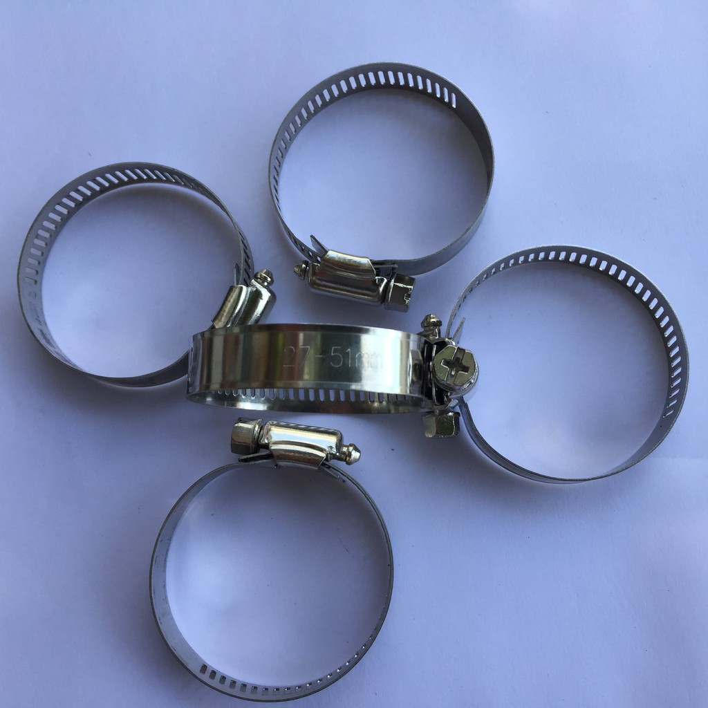 Combo 5 đai xiết inox (27mm- 51mm) cổ dê- vòng đai xiết inox dùng xiết ống 27mm- 51mm