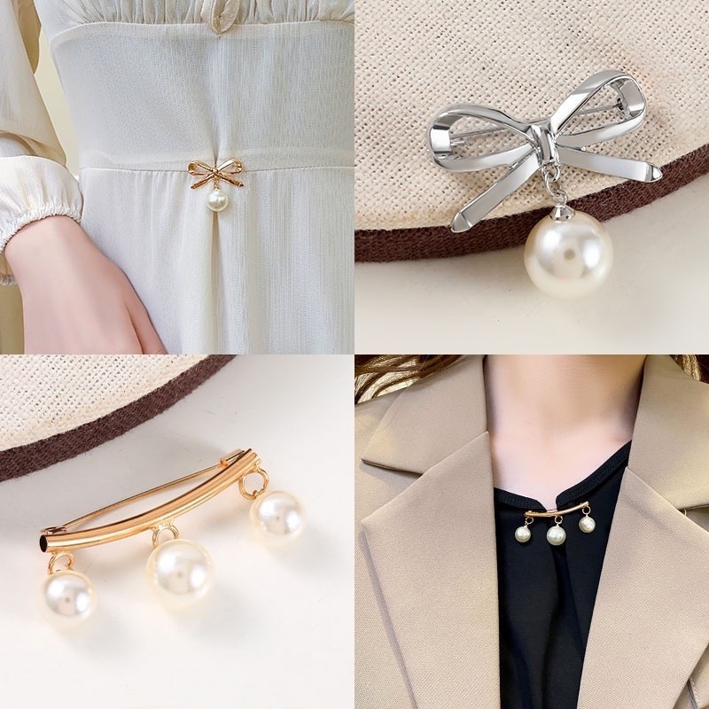 Ghim Cài Áo Đính Ngọc Trai Nhân Tạo Thời Trang Hàn Quốc