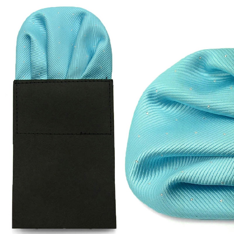 Khăn Tay Hình Vuông Họa Tiết Chấm Bi Màu Bạc / Trắng / Đen Gấp Gọn Kiểu Công Sở Cho Nam