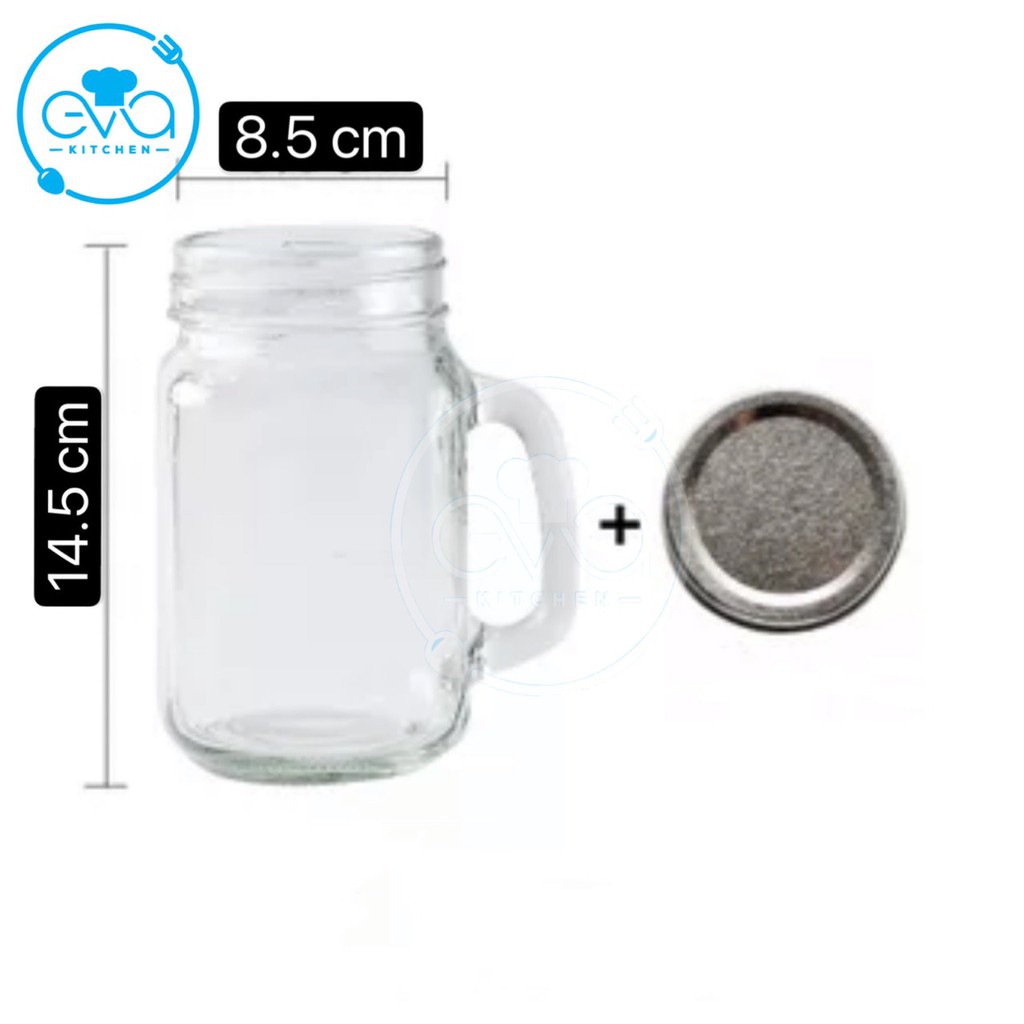 Bộ 4 Ly Quai Thuỷ Tinh Trơn Thân Vuông Đựng Trà Sữa Lớn 650 Ml Kèm Nắp Đậy Kín Hoặc Nắp Có Lỗ Cắm Ống Hút M1114