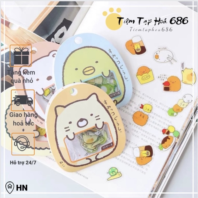 Bộ 50 hình dán sticker 💥FREESHIP💥 miếng dán hoạ tiết dễ thương trang trí album, nhật ký, sổ lưu niệm PK117