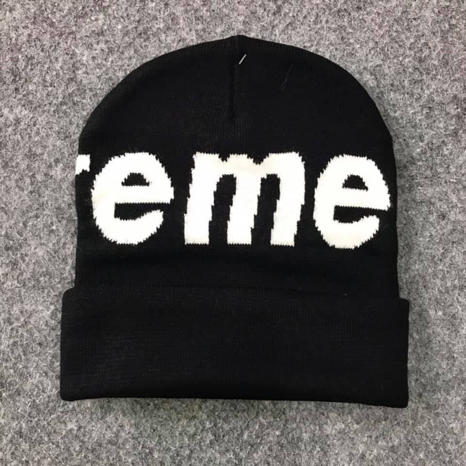 Mũ Beanie Màu Đen In Chữ Supreme K-006