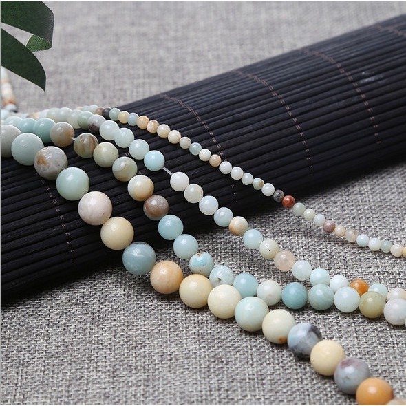 Chuỗi hạt đá tròn tự nhiên nhiều màu 1 dây 4/ 6/ 8/ 10/ 12mm dùng làm trang sức độc đáo