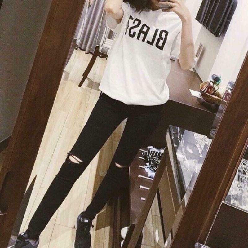 Jean Lưng Cao Rách Gối/ Jeans  Co Giản Lưng Cao Loại 1