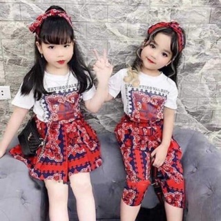 Combo sét 2 áo + 1 váy + 1 quần + 2 turban