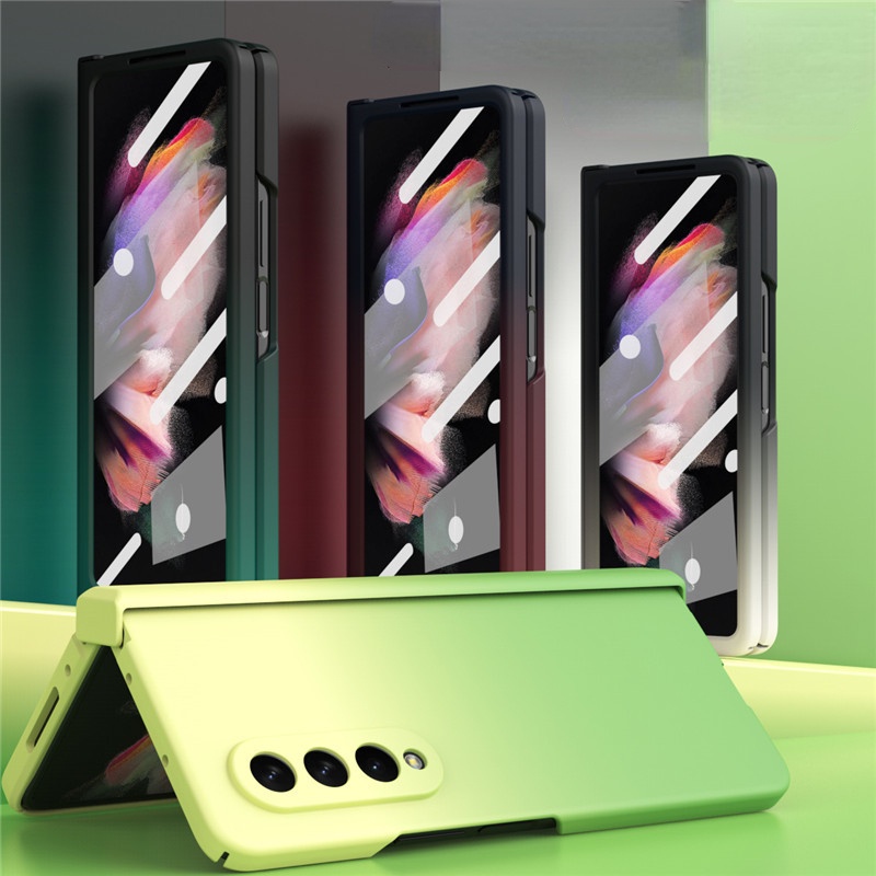 Ốp Điện Thoại PC Silicon Màu Gradient Bảo Vệ Toàn Diện 360 Độ Cho Samsung Galaxy Z Fold 3 5G Z Fold 4 Fold3 Fold4