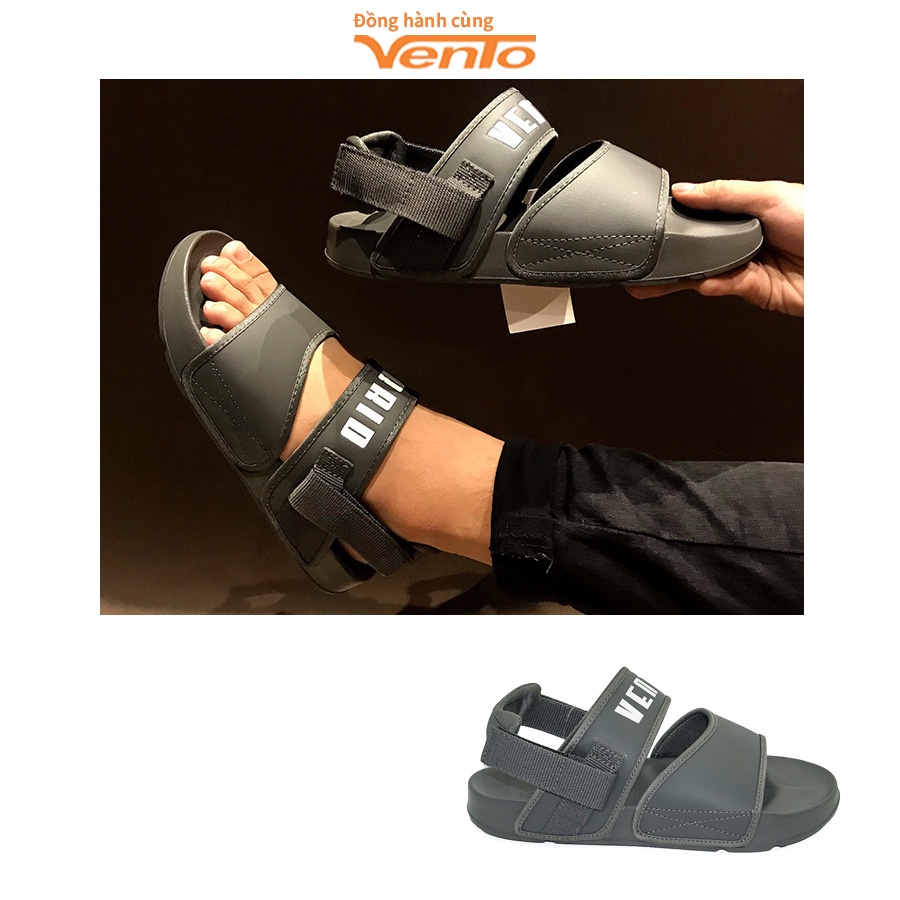 Sandal Vento chính hãng nam nữ SD-FL17 quai ngang bản to màu xám tro, Dép quai hậu đế bằng quai tháo rời