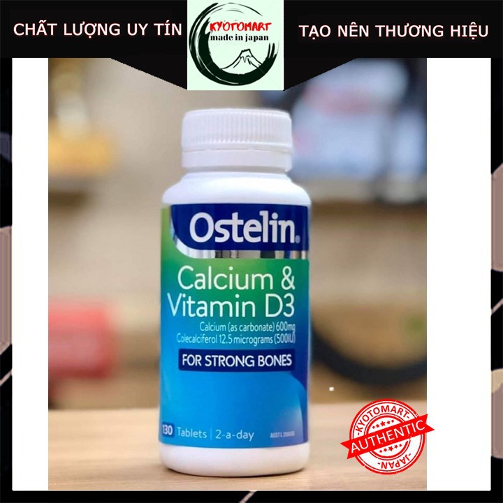 Thực Phẩm Bổ Sung Canxi Ostelin Calcium - Vitamin D3 130 Viên - Mẫu mới 2020 - Date 2023