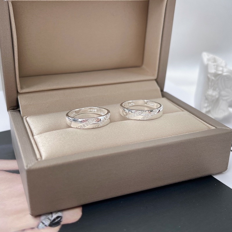 Nhẫn Cặp Đôi bạc khắc tên tình yêu nam nữ NC078 - Trang Sức MINA JEWELRY