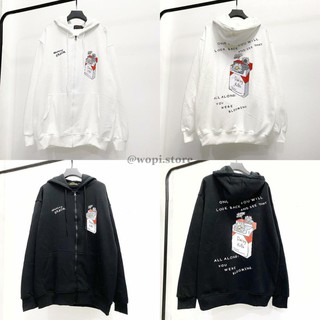 Áo Khoác Nỉ Bông ERROR DAISY KILLS Unisex (Trắng/Đen)