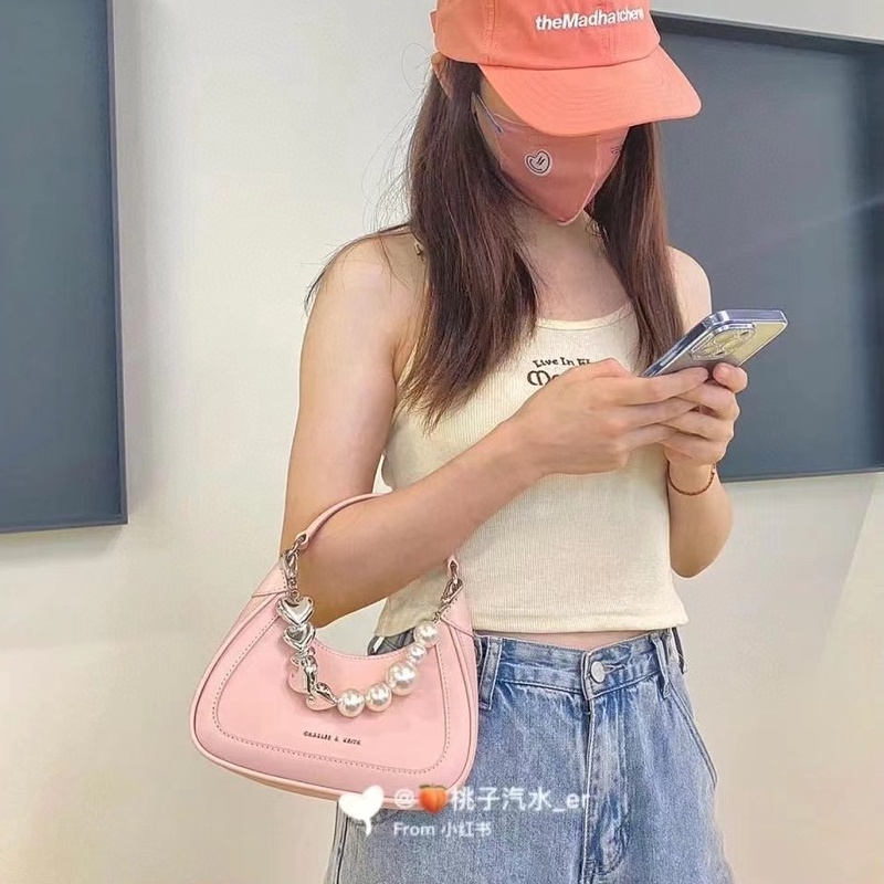 Túi Xách Nữ Phong Cách Mới SL6-80781922 Túi Đeo Chéo Da Bò Đính Ngọc Trai Hình Trái Tim Xinh Xắn Thời Trang Cho Nữ