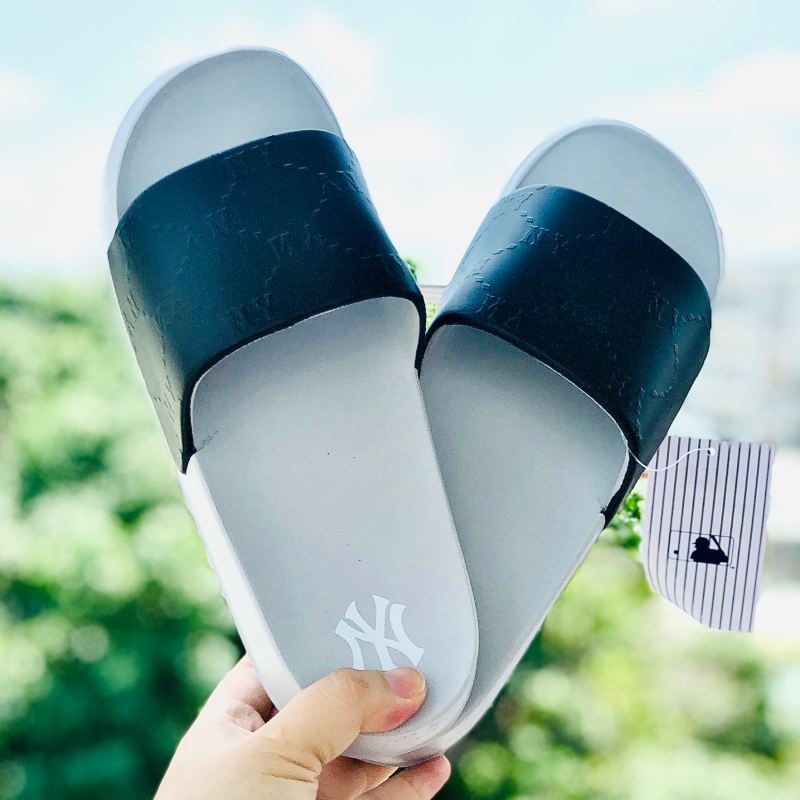 Dép unisex 𝐌𝐋𝐁 ❤️FREESHIP + Hộp❤️ dép đúc mlb monogram ny bóng chày quai ngang thể thao nam nữ in nổi NY xịn, xám-đen