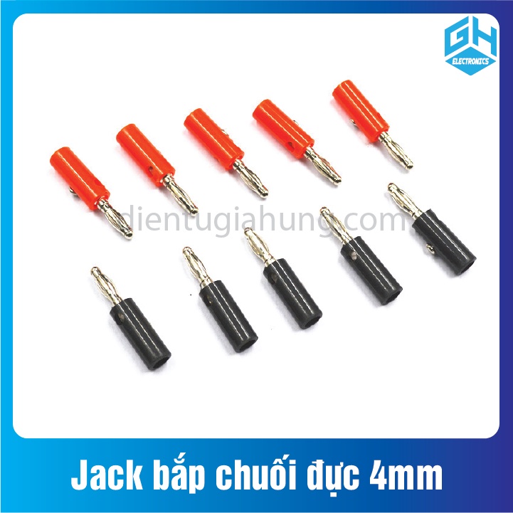 Set 2 cặp Jack bắp chuối đực 4mm đen đỏ