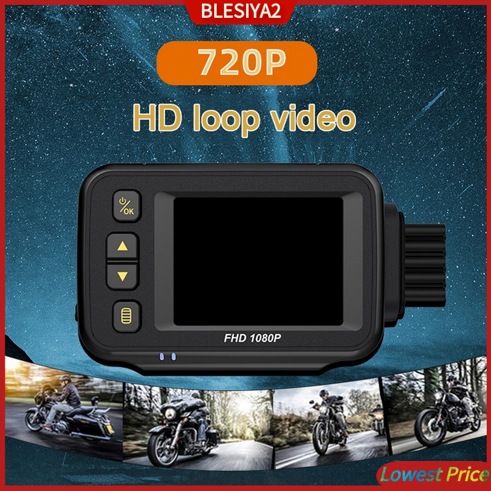 720P Motorcycle Driving Recorder DVR Camera Front+Rear Dash Cam Waterproof