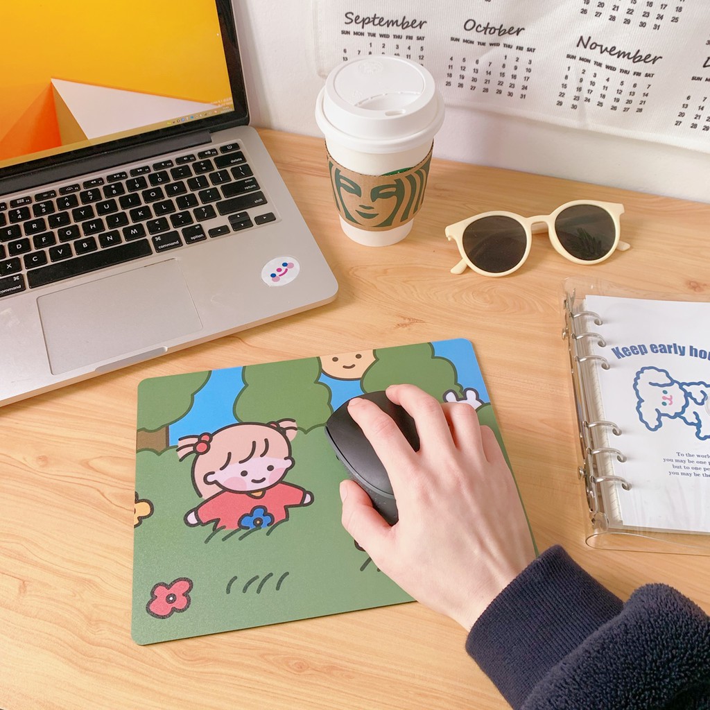 Miếng Lót Chuột, Bàn Di Chuột Mouse Pad Không Thấm Nước Hình Bé Gái Cute