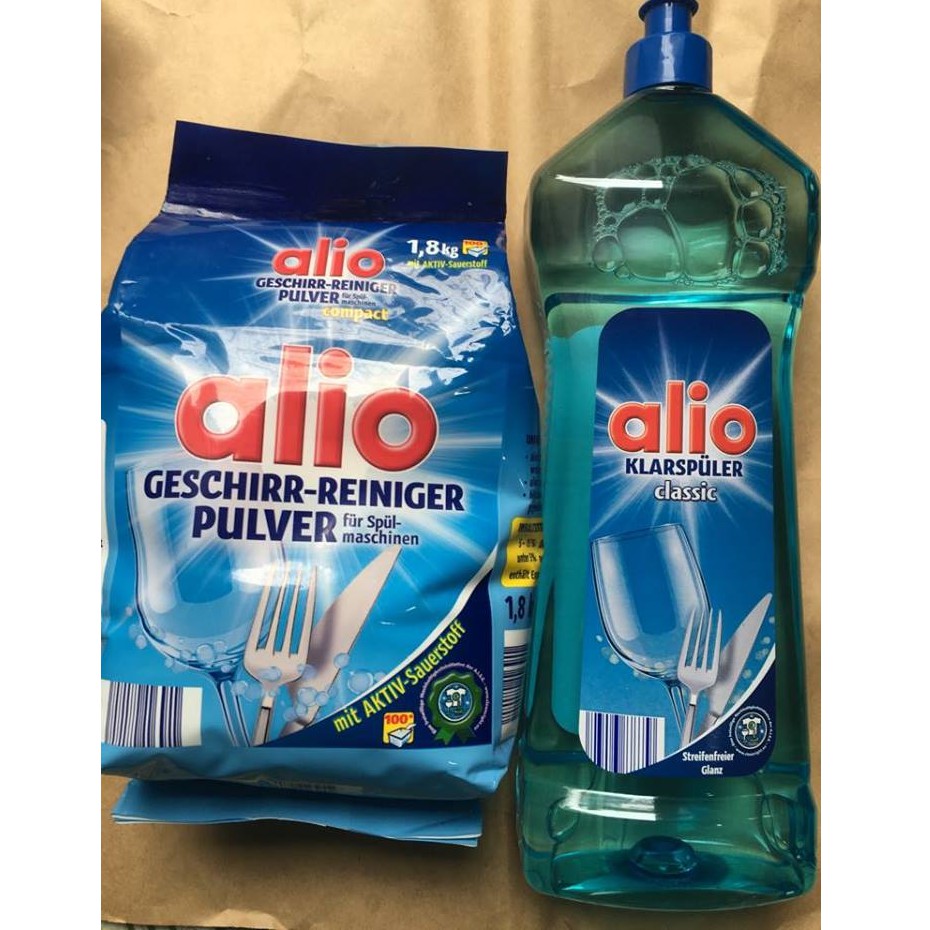 Bột Rửa Chén bát Alio 1,8kg + Bóng Alio 1L