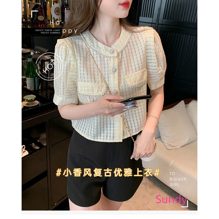 Áo Sơ Mi Voan Tay Phồng Thời Trang Mùa Hè Dành Cho Nữ