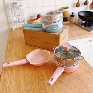 Bộ nồi chảo xửng hấp kết hợp 3in1 cho bé ăn dặm siêu cute