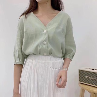 Áo sơ mi cổ tim tay cộc