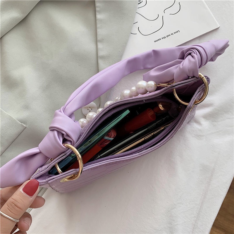 Túi Đeo Vai / Kẹp Nách Đính Ngọc Trai 2021 Kiểu Pháp Thời Trang Mới Cho Nữ