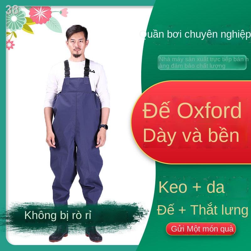 ❡Quần đi mưa một mảnh loại dày chống mài mòn, dài nước, áo thấm nước nửa đầu, hồ bắt cá cho nam, giày câu toàn thân,
