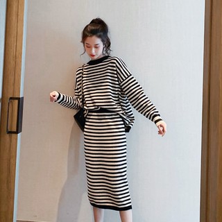 Set Áo Chui Đầu Phối Chân Váy Lưng Cao Phong Cách Hàn Quốc Thời Trang Cho Nữ 1101