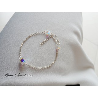 Vòng tay Lắc tay bạc 925 pha lê Swarovski vuông cao cấp handmade B071