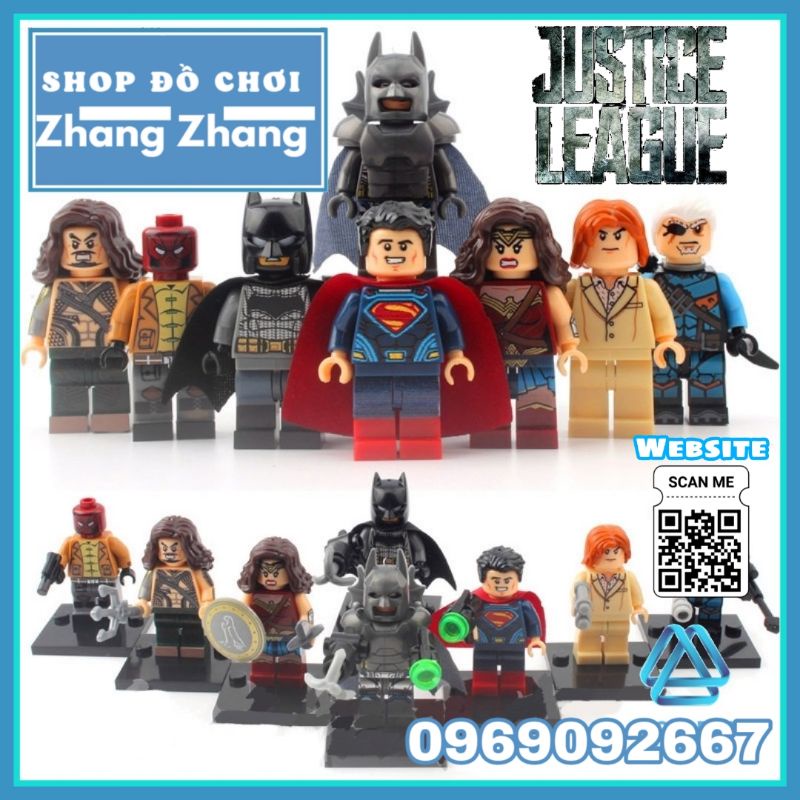 Đồ chơi Xếp hình Justice League Batman Wonder Woman - Luther Deathstroke - Red Hood Super man Minifigures Xinh X0108