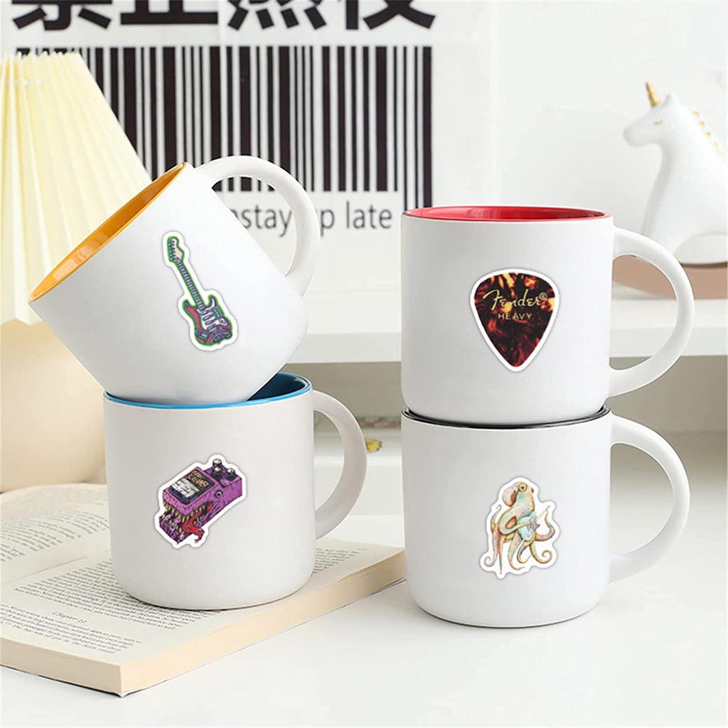 Bộ 50 miếng dán sticker trang trí đàn guitar, ukulele, nón bảo hiểm, laptop... chủ đề Fender Xe hơi