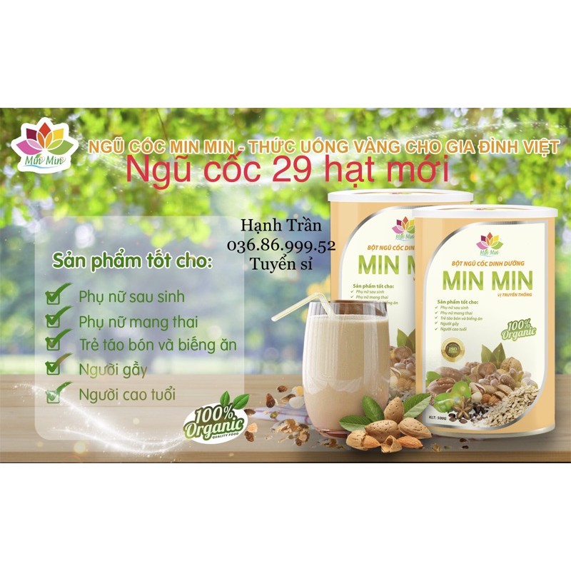 COMBO 2 HỘP NGŨ CỐC DINH DƯỠNG MIN MIN 29 HẠT - NGŨ CỐC LỢI SỮA MINMIN (1KG)