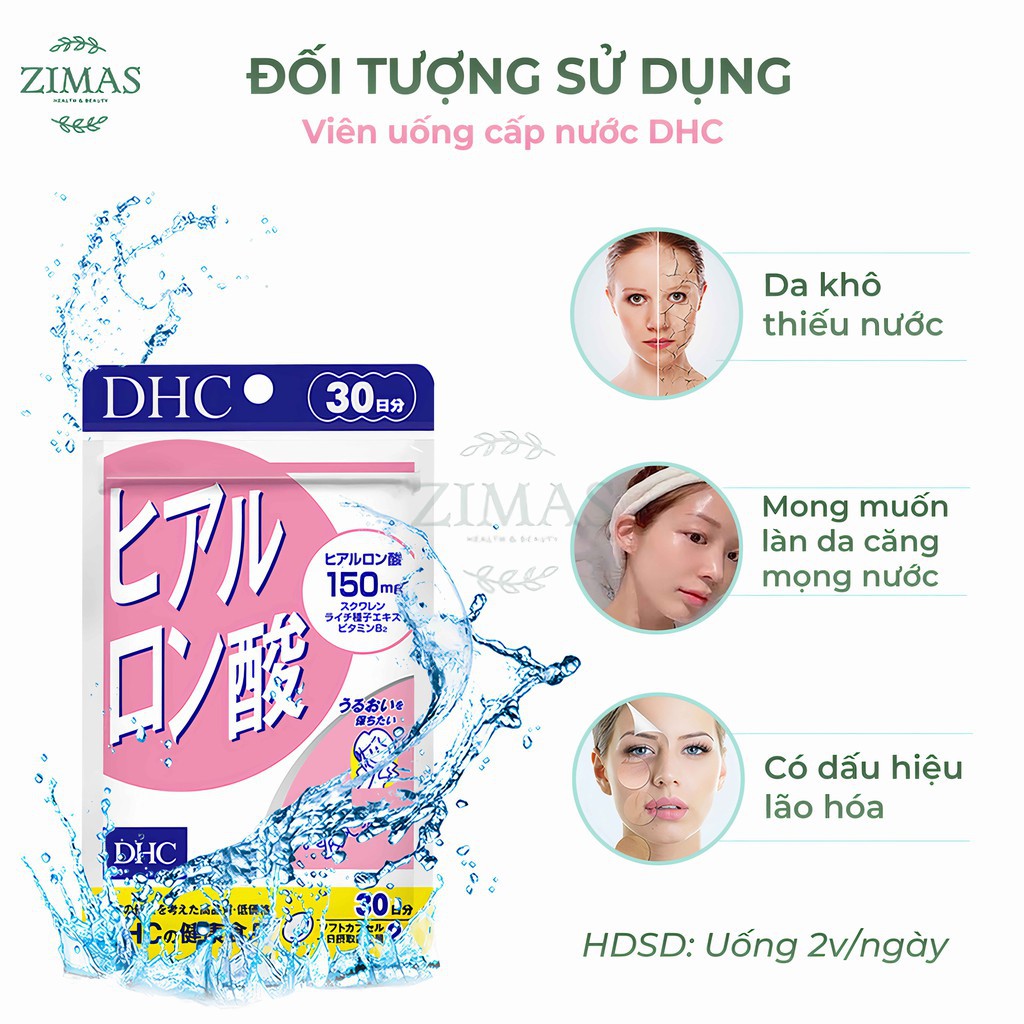 Viên uống cấp nước DHC Hyaluronic Acid Nhật Bản dưỡng ẩm chống lão hoá da SIMI