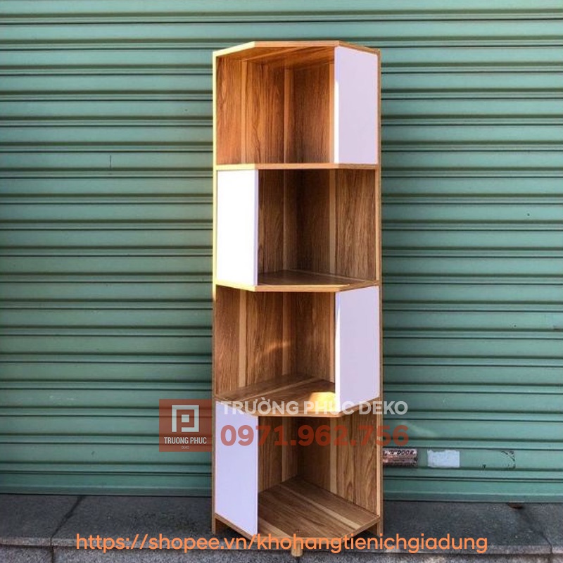 Kệ ngũ giác 4 tầng kê góc tường Trường Phúc DEKO, kệ góc tường để sách, đồ dùng