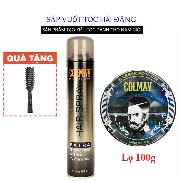 [COMBO] [CHÍNH HÃNG 100%] Sáp Vuốt Tóc Colmav Pomade Gốc Dầu + Gôm Colmav 360ml + Tặng Lược