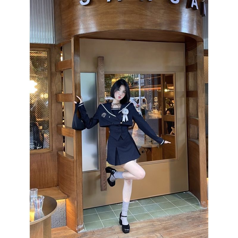 Đầm Nữ Cổ Thủy Thủ Lưng Cao Thời Trang Anh Quốc