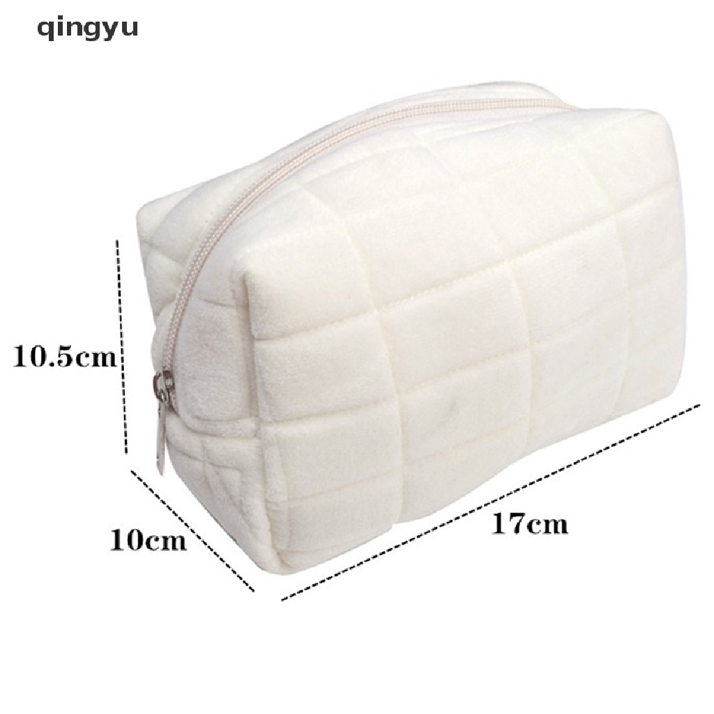 Túi Lông Đựng Mỹ Phẩm Màu Sắc Trơn Có Khóa Kéo Tiện Lợi Dành Cho Nữ